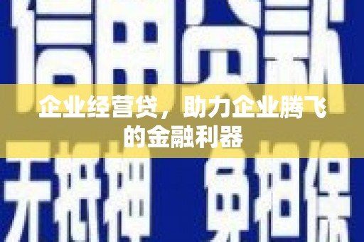 九江企业经营贷，助力企业腾飞的金融利器