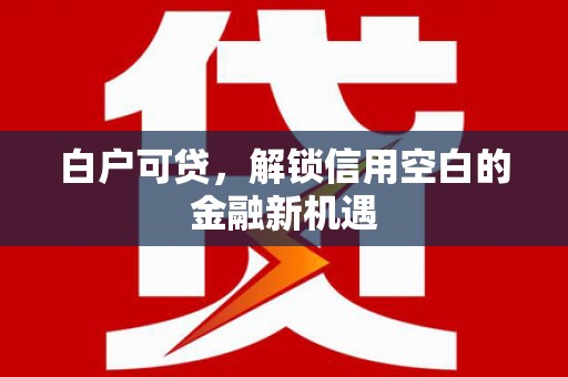 九江白户可贷，解锁信用空白的金融新机遇