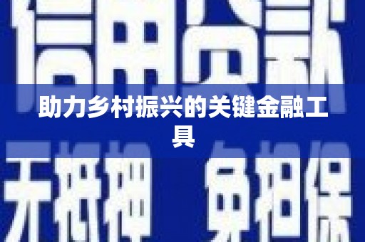 九江助力乡村振兴的关键金融工具