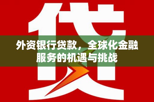 九江外资银行贷款，全球化金融服务的机遇与挑战